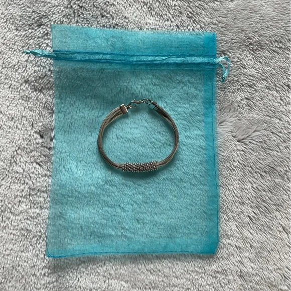 AE Sterling Silver 925 Multistrand Wheat Link Caviar Accent Bracelet 7.25" Italy - Picture 7 of 7